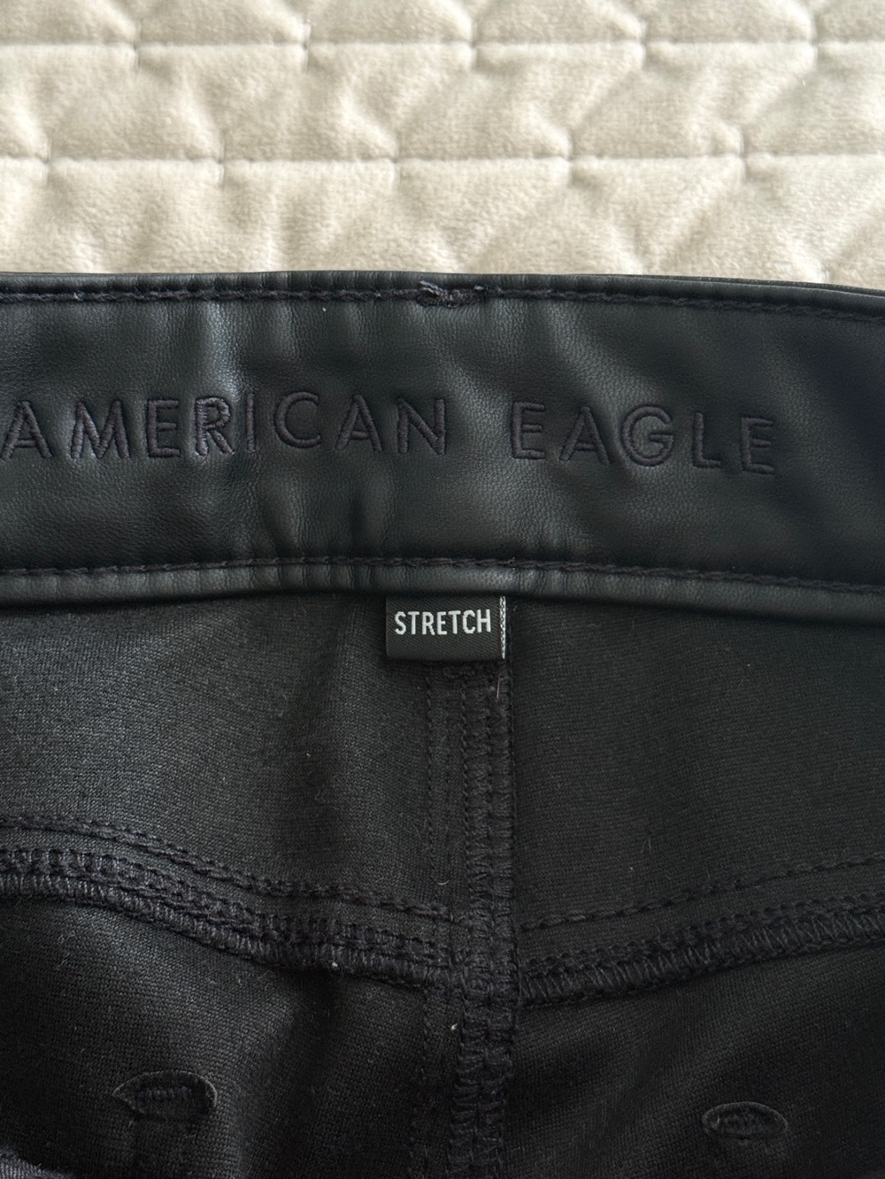 American Eagle AE Stretch Super High Waist Flare Vegan Leather Pants 8 - Picture 4 of 9